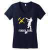 finger guns batle royal gaming Women's V-Neck T-Shirt