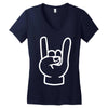 rock and roll throwing horns Women's V-Neck T-Shirt