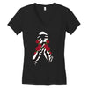 carcinoid cancer ribbon and rose Women's V-Neck T-Shirt