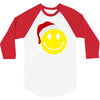 smiley face wears santa hat merry christmas 3/4 Sleeve Shirt