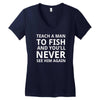 teach a man to fish Women's V-Neck T-Shirt
