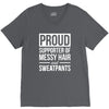 supporter of messy hair and sweatpants lounge funny V-Neck Tee