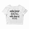 weekend forecast biking with a change of wine Crop Top