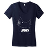 jaws chalk board movie licensed cotton blend adult Women's V-Neck T-Shirt