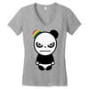angry panda rainbow Women's V-Neck T-Shirt