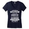 Super Cool Grandmother Of A Freaking Awesome Grandson Women's V-Neck T-Shirt