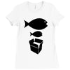 big fish little fish cardboard box   music t shirt Ladies Fitted T-Shirt