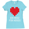 nerd shirt design  herz f&uuml;r nerds computer gaming fun big bang minecr Ladies Fitted T-Shirt