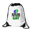 kiss me im gay Drawstring Bags
