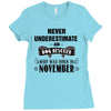 never underestimate an old man who was born in november Ladies Fitted T-Shirt