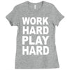 work out play hard funny Ladies Fitted T-Shirt