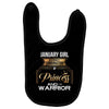 january  girl is a perfect combination of princess and warrior Baby Bibs
