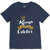 kings are born in october V-Neck Tee