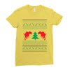 ugly sweater dinosour Ladies Fitted T-Shirt