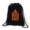 resting witch face Drawstring Bags