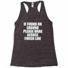 if found on ground please drag across finish line Racerback Tank