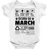 Born In March Baby Onesie