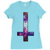 inverted galaxy cross funny  religion banter space fashion new Ladies Fitted T-Shirt
