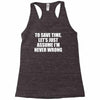 lets save time x Racerback Tank