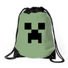 creeper face Drawstring Bags