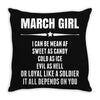 Super March Girl Throw Pillow