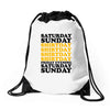 saturday sunday shitday Drawstring Bags