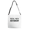 real men go bald Adjustable Strap Totes
