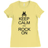 keep calm and rock on mens black t shirt rock music new Ladies Fitted T-Shirt