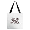ask me about my cock rooster Tote Bags