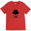 hat wayfarer glasses funny moustache hipster funny geek light tee shir V-Neck Tee