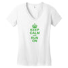 Keep Calm and Run On Green Women's V-Neck T-Shirt