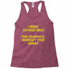 i went outside once Racerback Tank