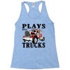 plays with trucks family matching Racerback Tank