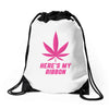 Support Breast Cancer Awareness With A Pink Cannabis Leaf Drawstring Bags