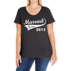 married since 2015   mens funny wedding marriage Ladies Curvy T-Shirt