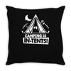 white ink camping is in tents funny Throw Pillow