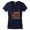 books and cats and coffee Women's V-Neck T-Shirt