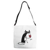 cat and wine Adjustable Strap Totes