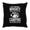 love whiskey and camping! Throw Pillow