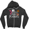 peace love rabbits Zipper Hoodie