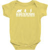 be nice to fat people bear chase funny pub joke Baby Bodysuit