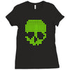 skull pixels t shirt cool funny Ladies Fitted T-Shirt