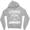 Legends Are Born In January Zipper Hoodie