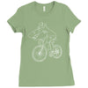 shark riding bicycle bike funny Ladies Fitted T-Shirt