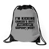I Am Kicking Cancers Butt Whats Your Superpower? Drawstring Bags