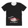 August Peeking Out Baby Girl in Spanish All Over Women's T-shirt