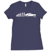 evolution of man, ford capri mk1 Ladies Fitted T-Shirt
