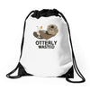otterly wasted drinking Drawstring Bags