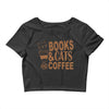 books and cats and coffee Crop Top