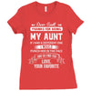 Dear Aunt, Thanks For Being My Aunt, Love, Your Favorite Ladies Fitted T-Shirt